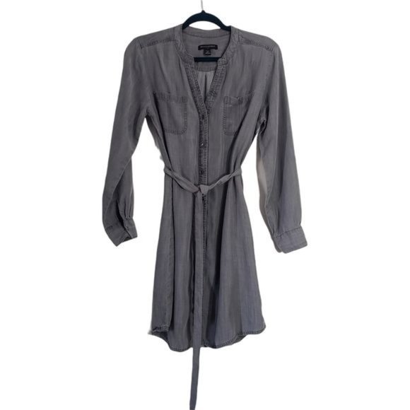Banana Republic Factory Dresses & Skirts - Banana Republic Charcoal Washed Black Shirt Dress Petite Long Sleeve